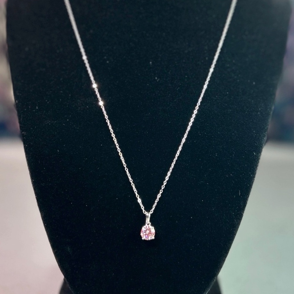 Moissanite(S925) 1ct Pink Pendant Necklace